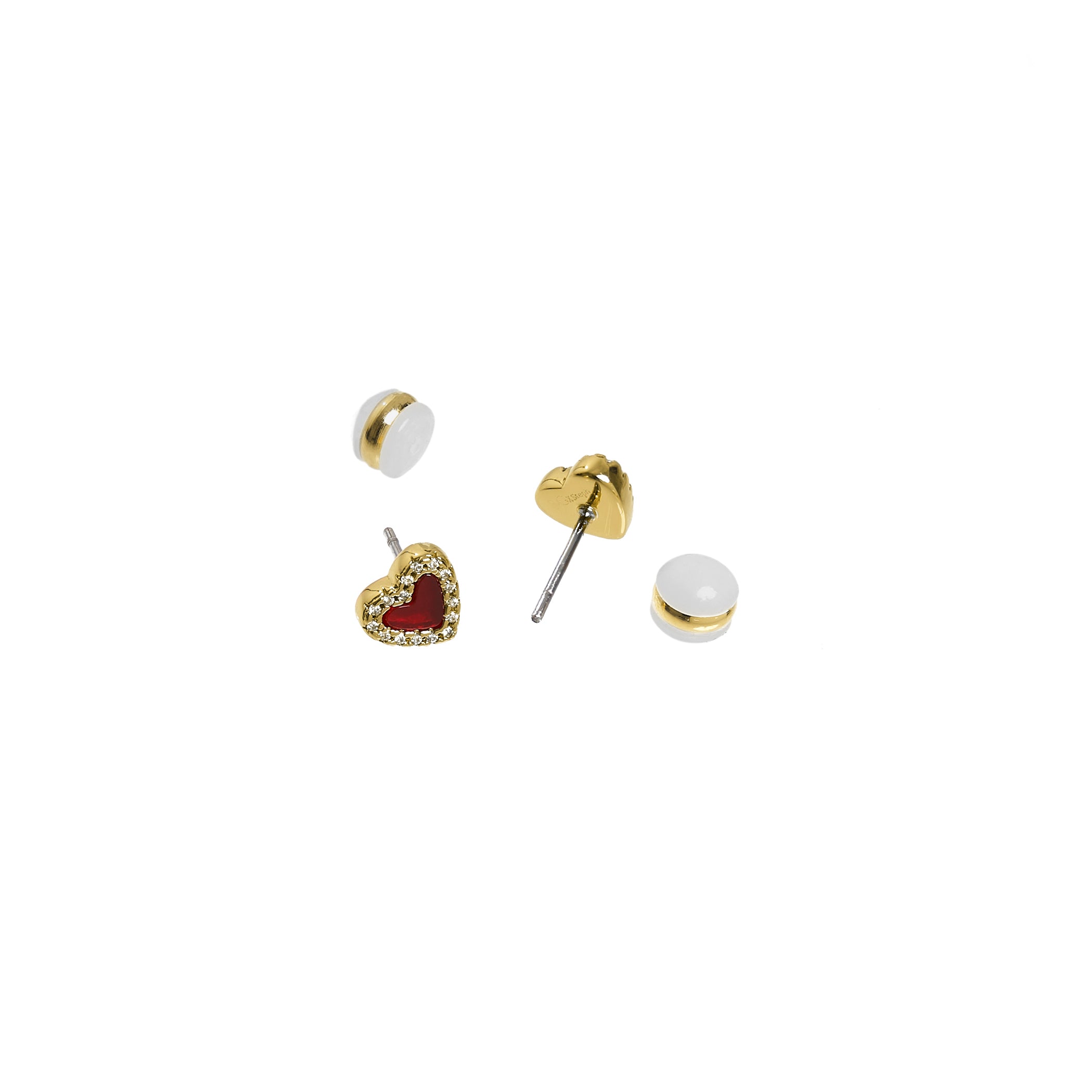 The Tiny Burgundy Heart Agate Studs