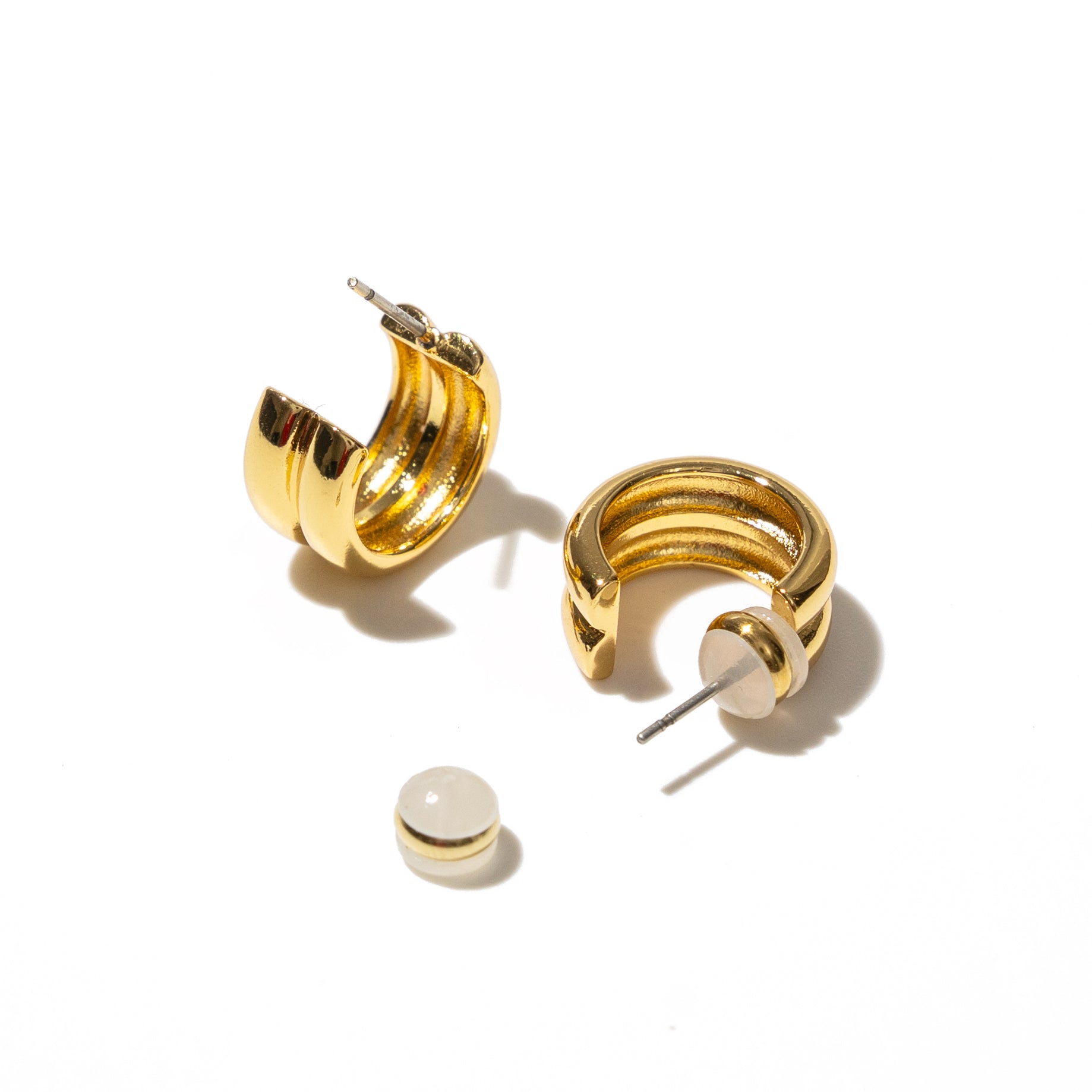 18K Gold Twin Hoops Mini