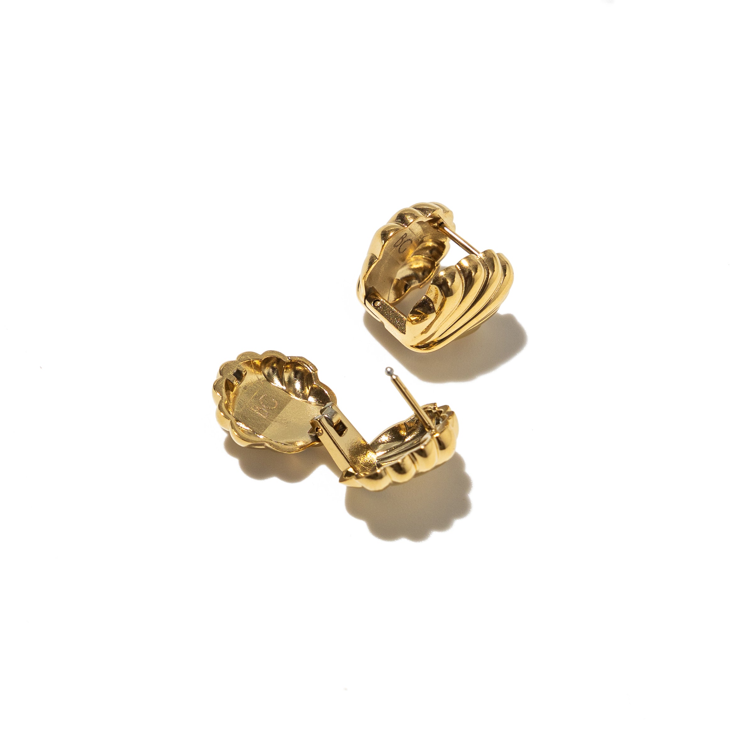 Waterproof Gold Double Shell Earrings