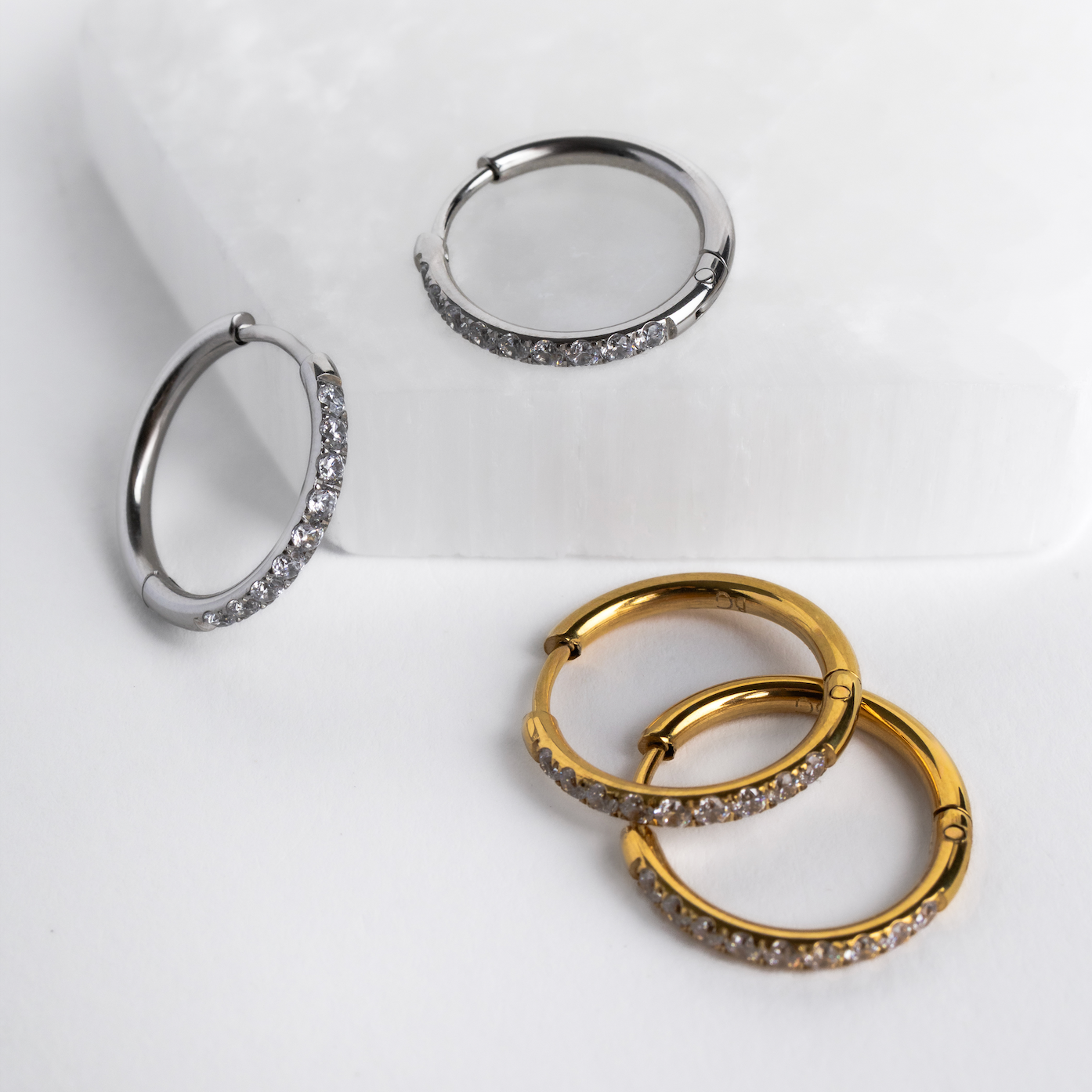 18mm Silver Diamond Hoops