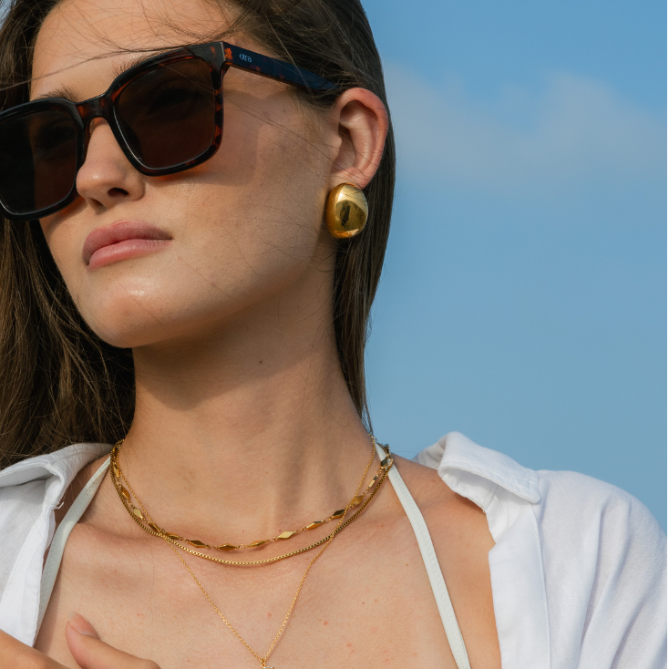Waterproof Gold Statement Dome Earrings