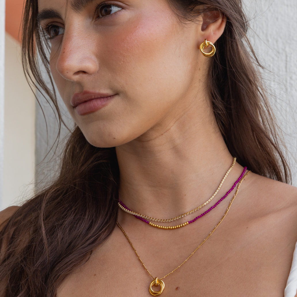 18k Gold Looped Duo Studs