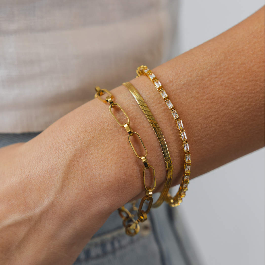 Waterproof Gold Oval Links Bracelet
