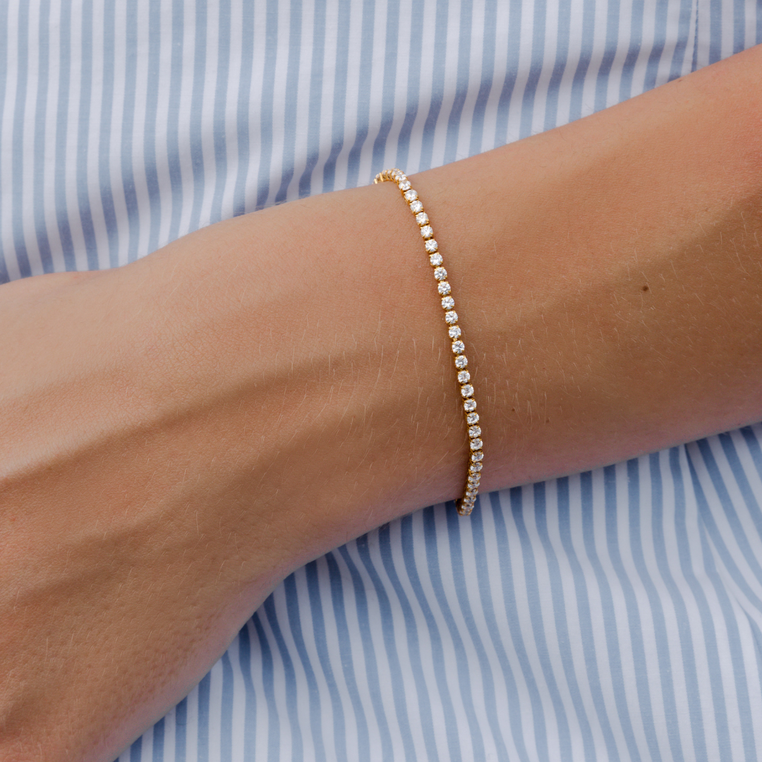 Waterproof 2mm Diamond Tennis Bracelet