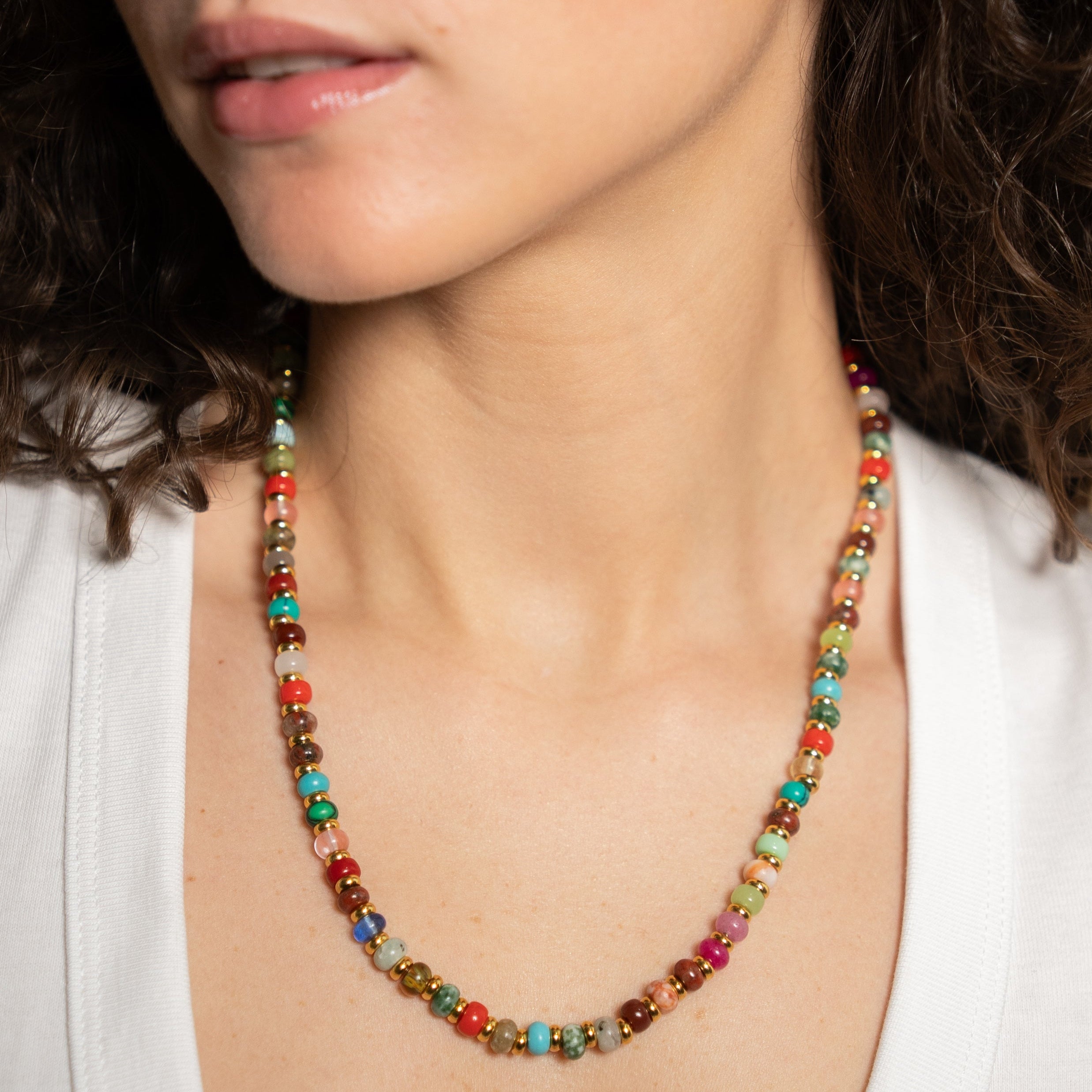 Waterproof Gemstone Beaded Necklace