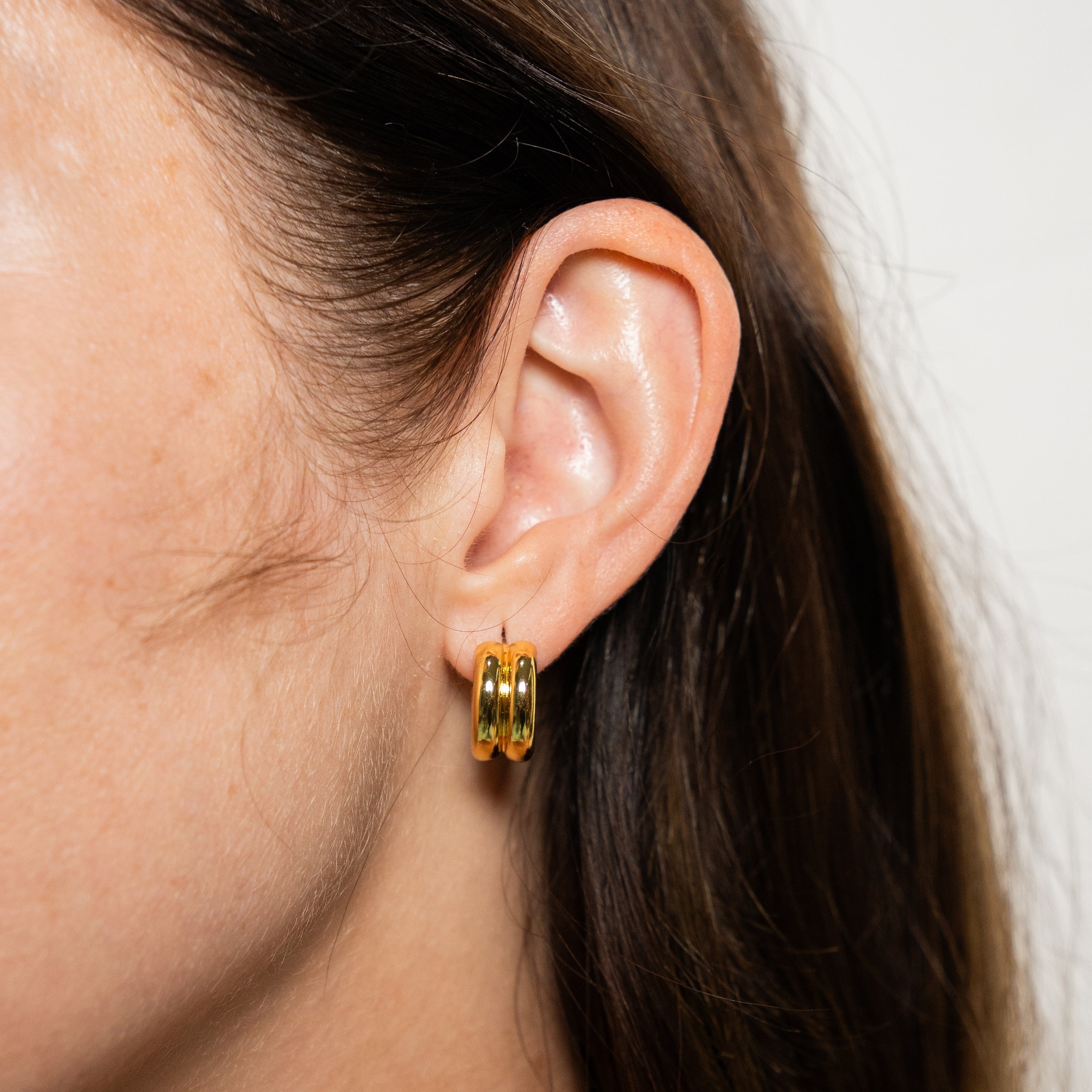 18K Gold Twin Hoops Mini