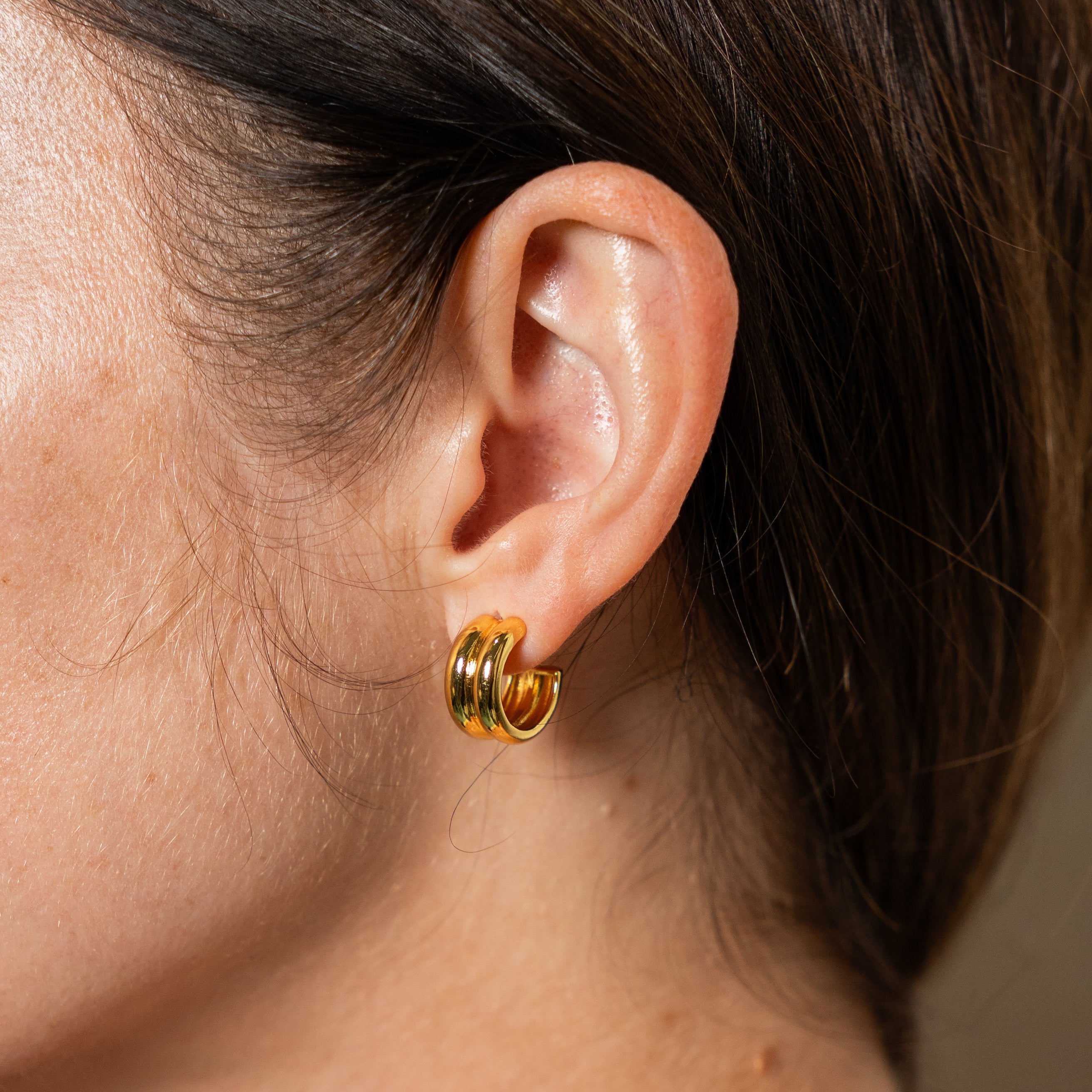 18K Gold Twin Mini Hoops