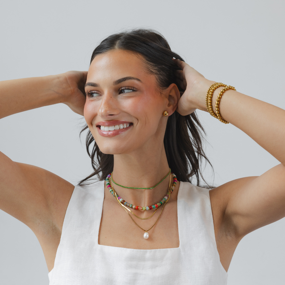 Tennis Choker Gold Green emerald