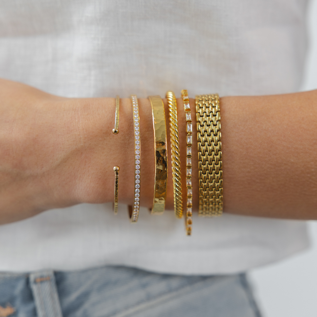 Waterproof Gold Lined Diamond Bangle