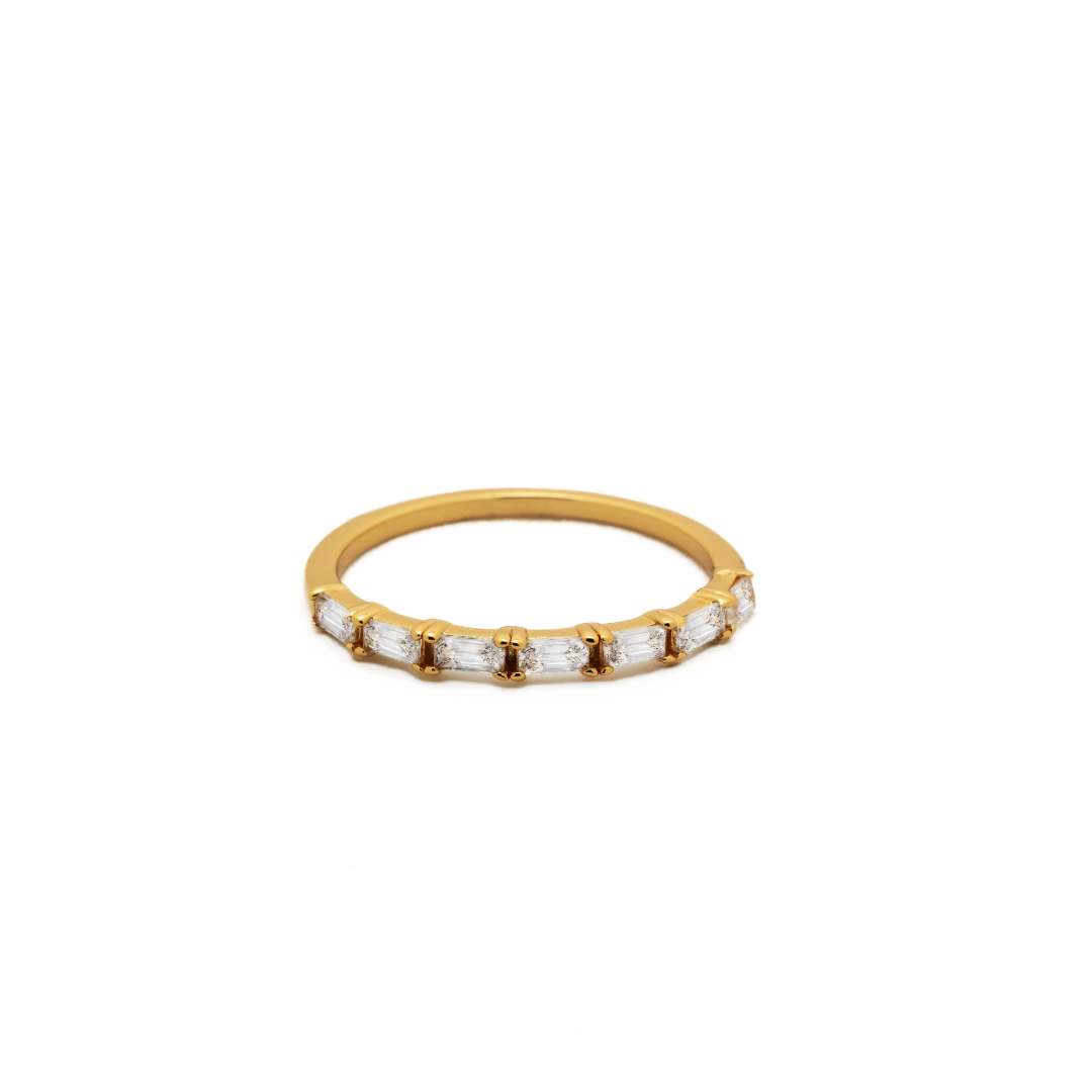 18K Gold Slim Baguette Tennis Ring