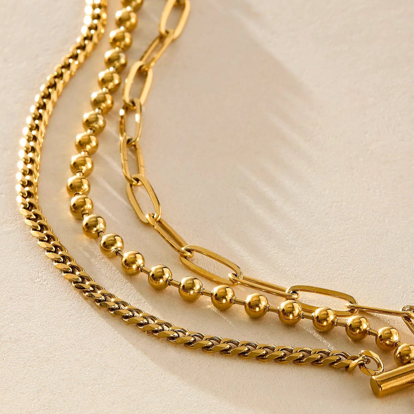Waterproof Gold Chunky Triple Anklet